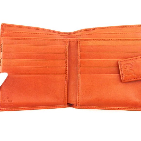 GUCCI W Hook Wallet Gucci Shima Orange Leather Authentic USED T19797 - Picture 5 of 11